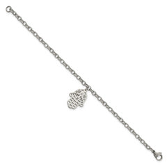 Chisel Stainless Steel Polished Chamseh/Hamsa 7 inch Bracelet