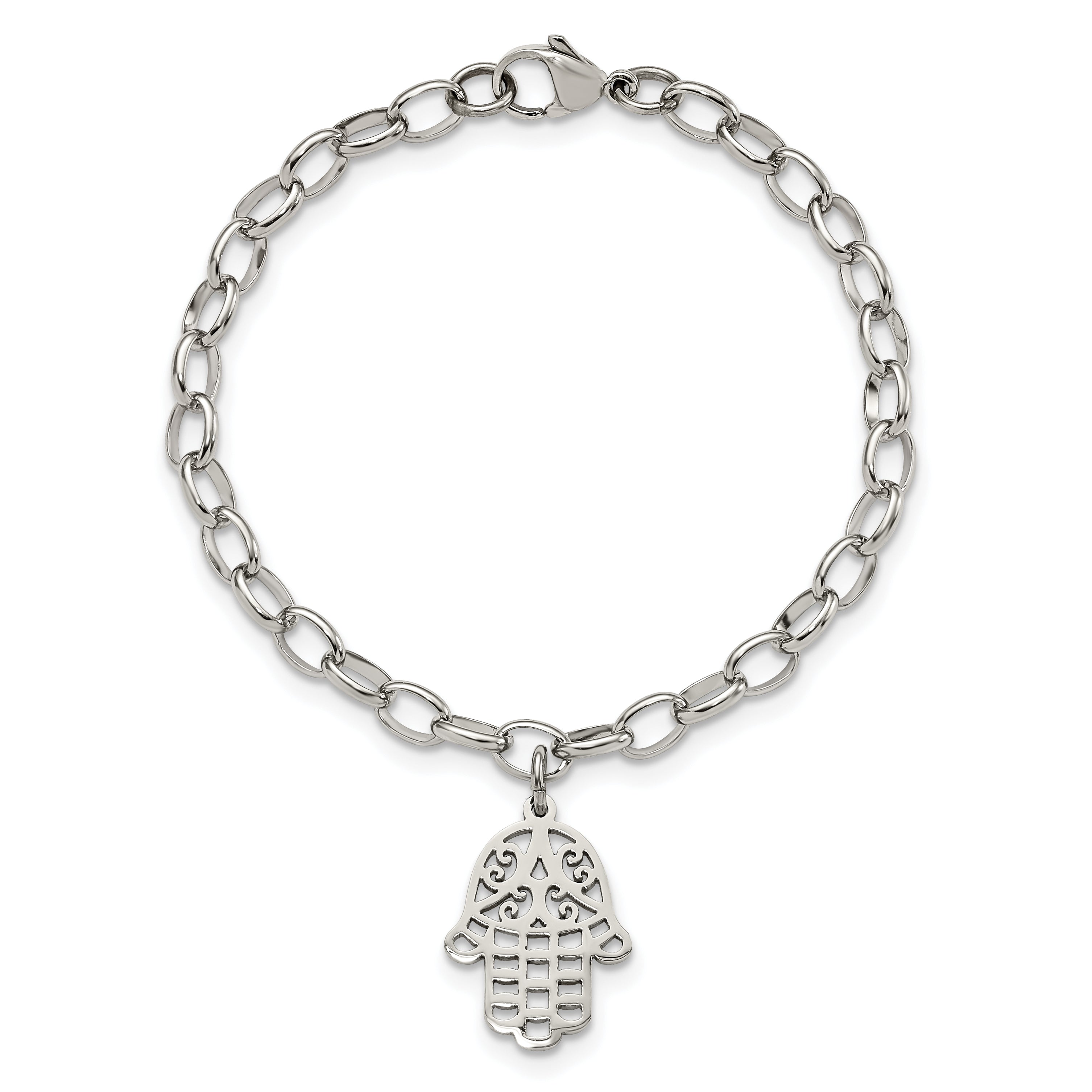 Chisel Stainless Steel Polished Chamseh/Hamsa 7 inch Bracelet