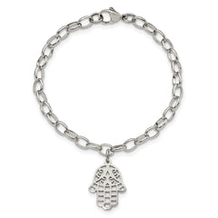 Chisel Stainless Steel Polished Chamseh/Hamsa 7 inch Bracelet