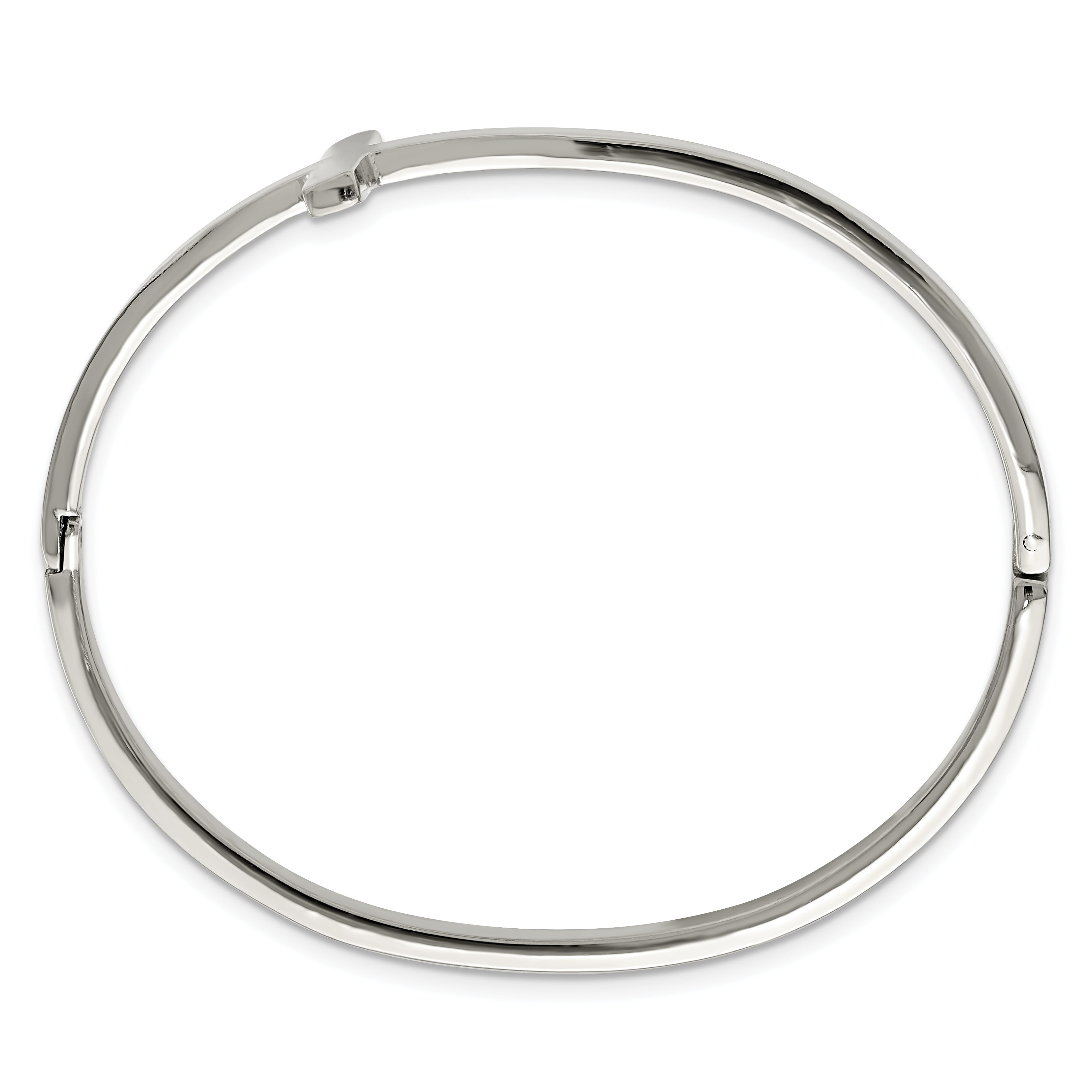 Chisel Stainless Steel Polished Sideways Cross Hinged Bangle