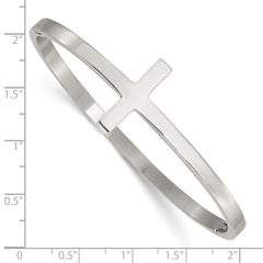 Chisel Stainless Steel Polished Sideways Cross Hinged Bangle