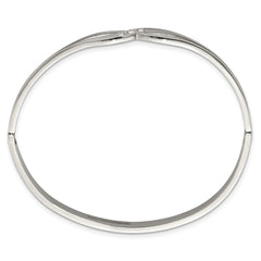 Chisel Stainless Steel Polished with CZ Hinged Bangle