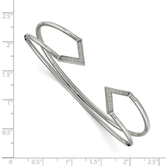 Stainless Steel Polished with CZ Flexible Cuff Bangle