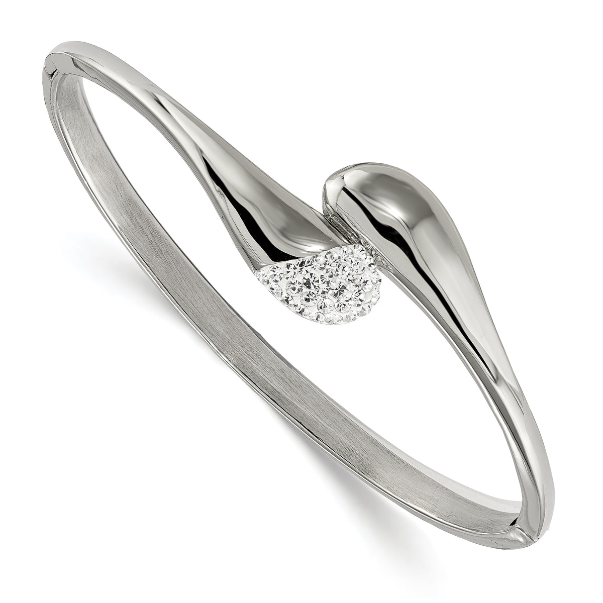 Stainless Steel Polished Preciosa Crystal Hinged Bangle