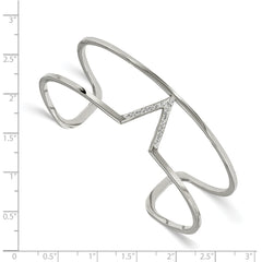 Stainless Steel Polished w/ Preciosa Crystal V shape Bangle