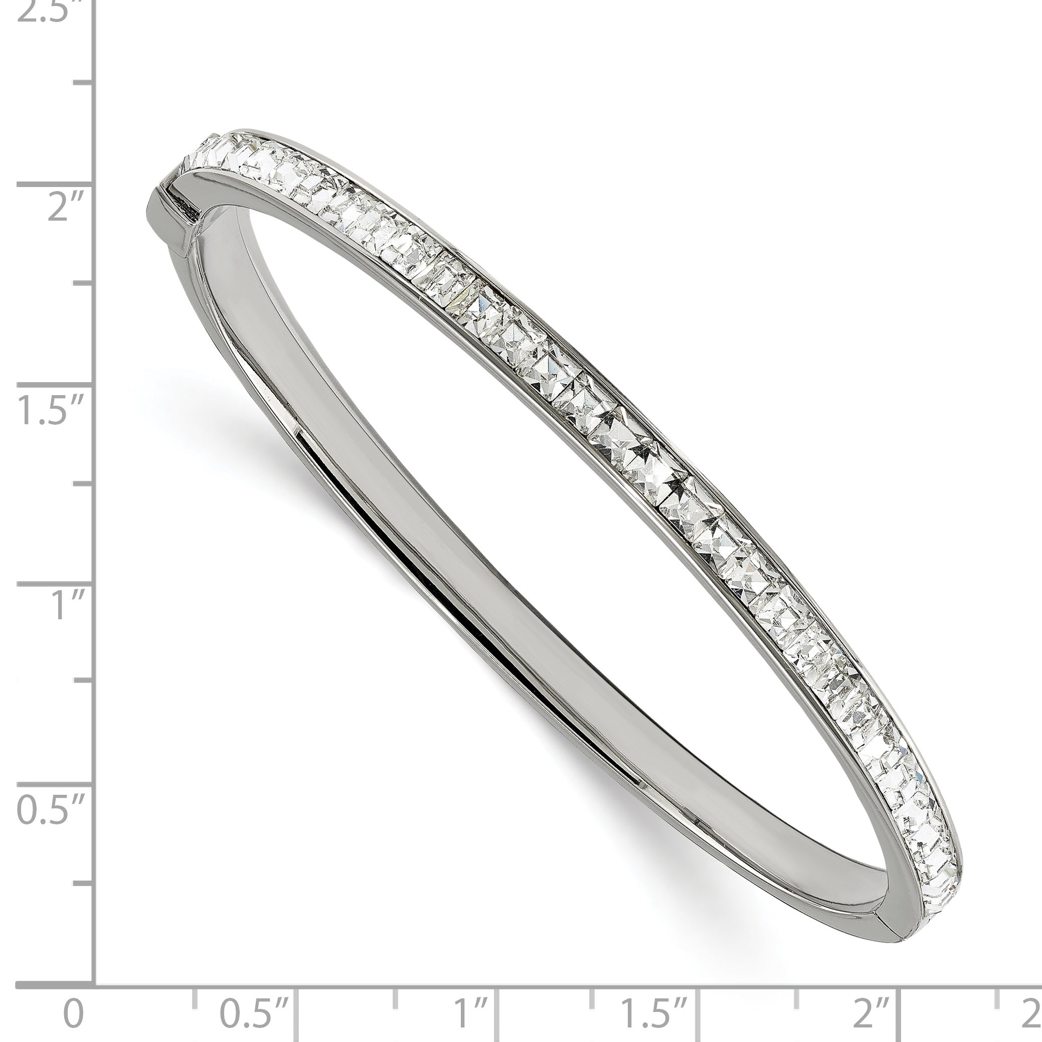 Chisel Stainless Steel Polished with Preciosa Crystal Hinged Bangle