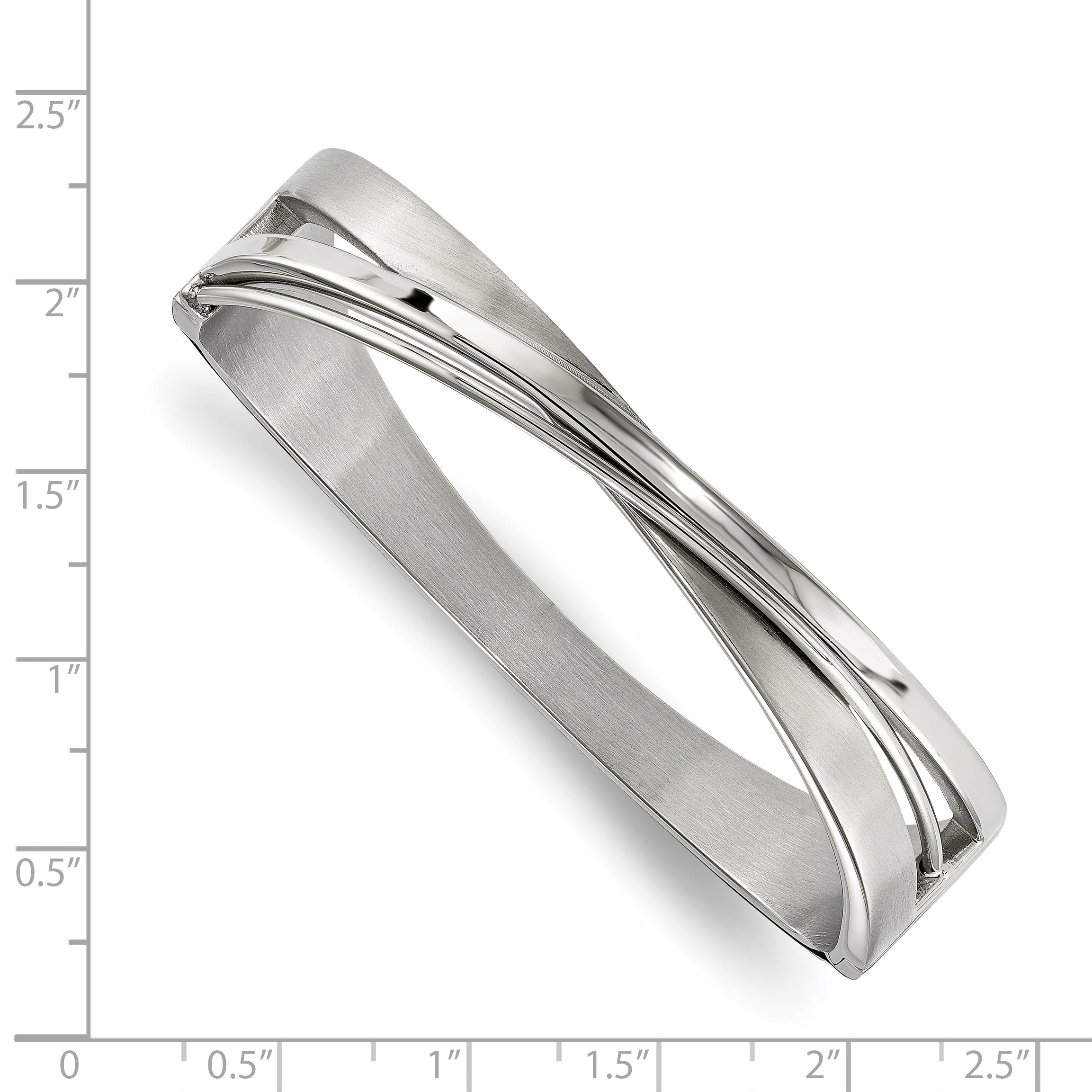 Chisel Stainless Steel Brushed and Polished Twisted Hinged Bangle