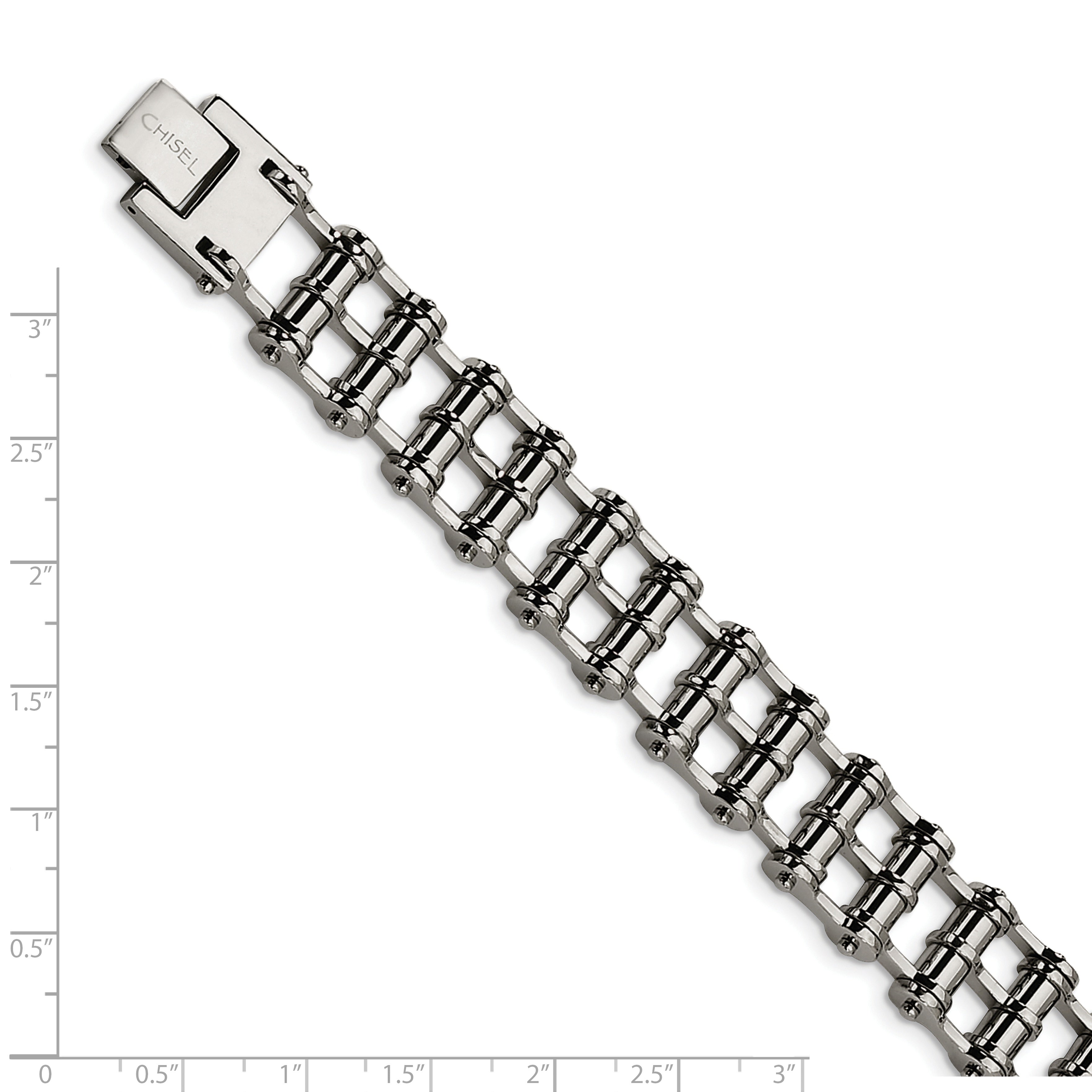 Chisel Stainless Steel Polished 8.5 inch Barrel Link Bracelet