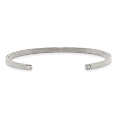 Chisel Stainless Steel Polished and Enameled with Crystal LOVE 3mm Cuff Bangle