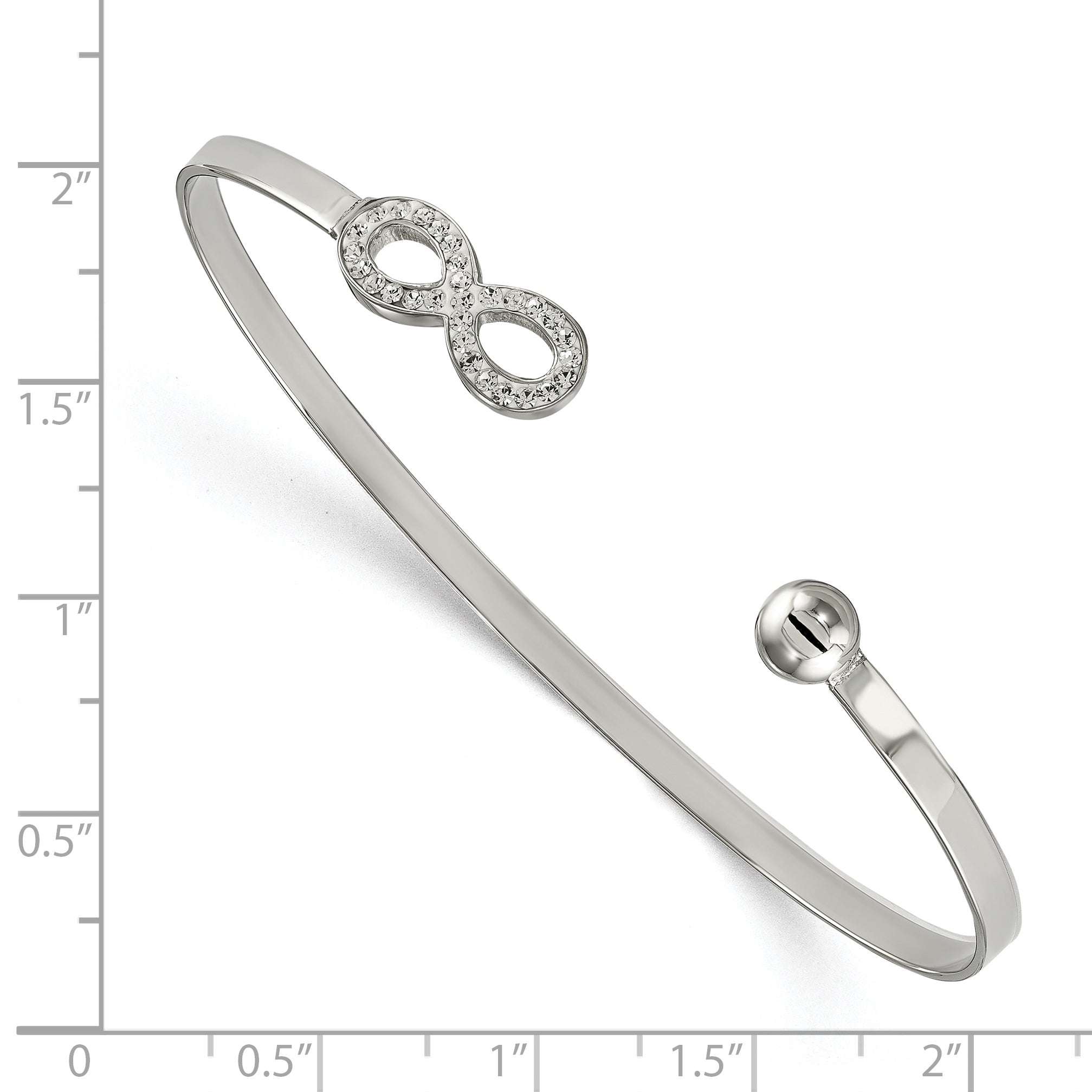 Stainless Steel Polished Preciosa Crystal Infinity Cuff Bangle