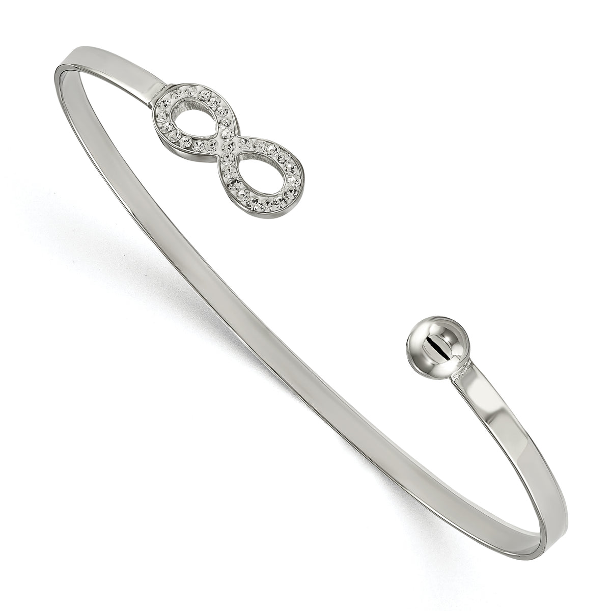 Stainless Steel Polished Preciosa Crystal Infinity Cuff Bangle