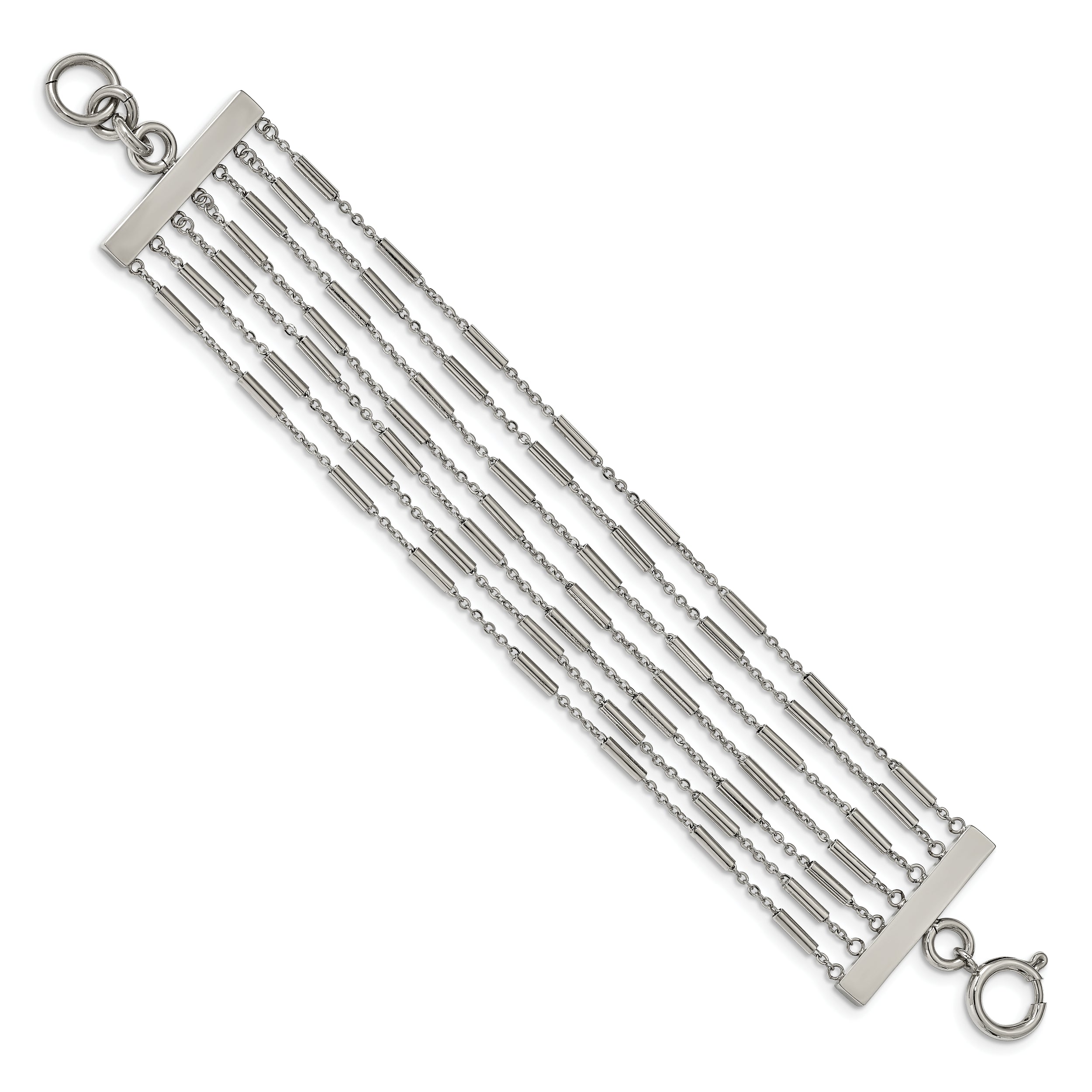 Stainless Steel Polished Multi Strand 7.5in Bracelet