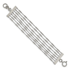 Stainless Steel Polished Multi Strand 7.5in Bracelet