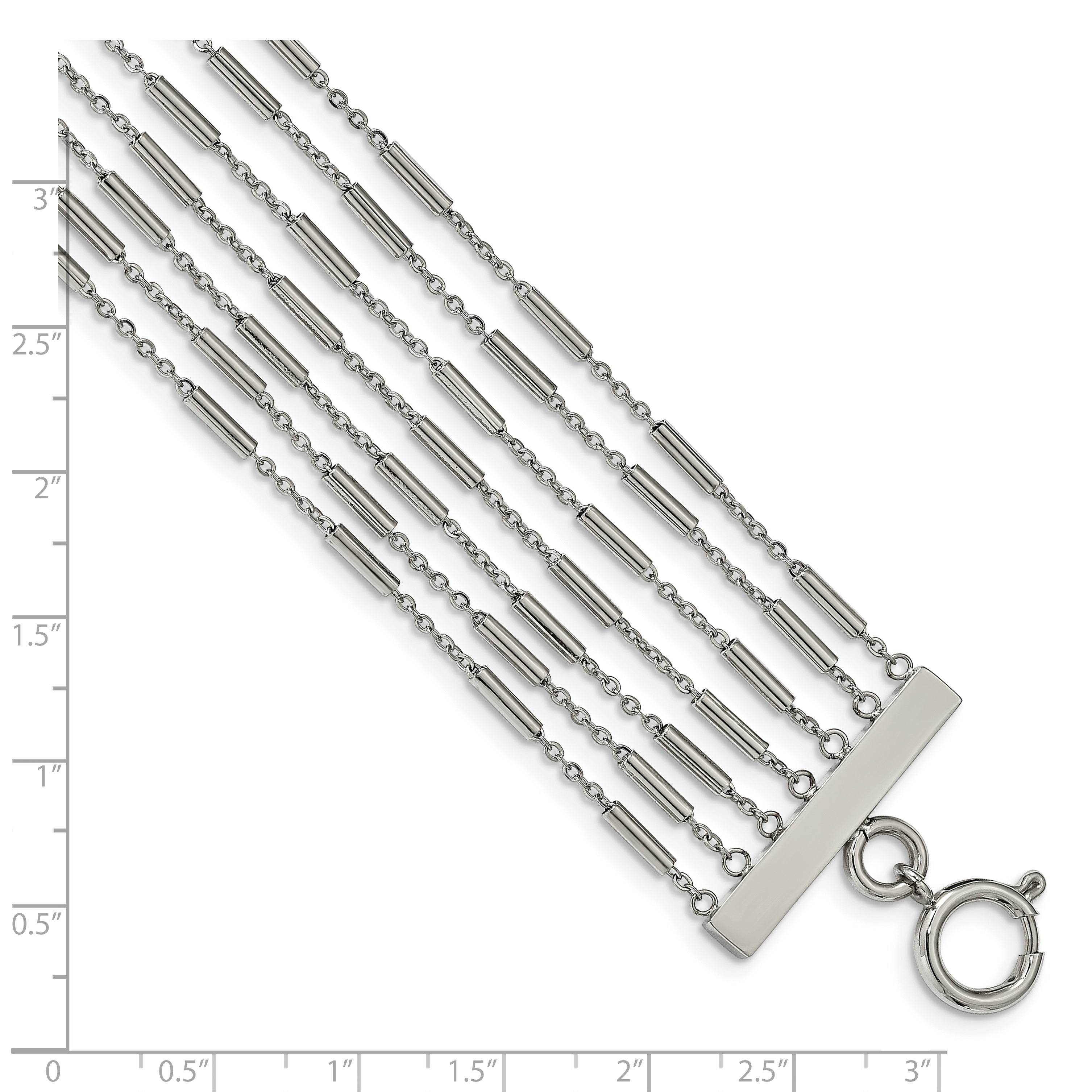 Stainless Steel Polished Multi Strand 7.5in Bracelet