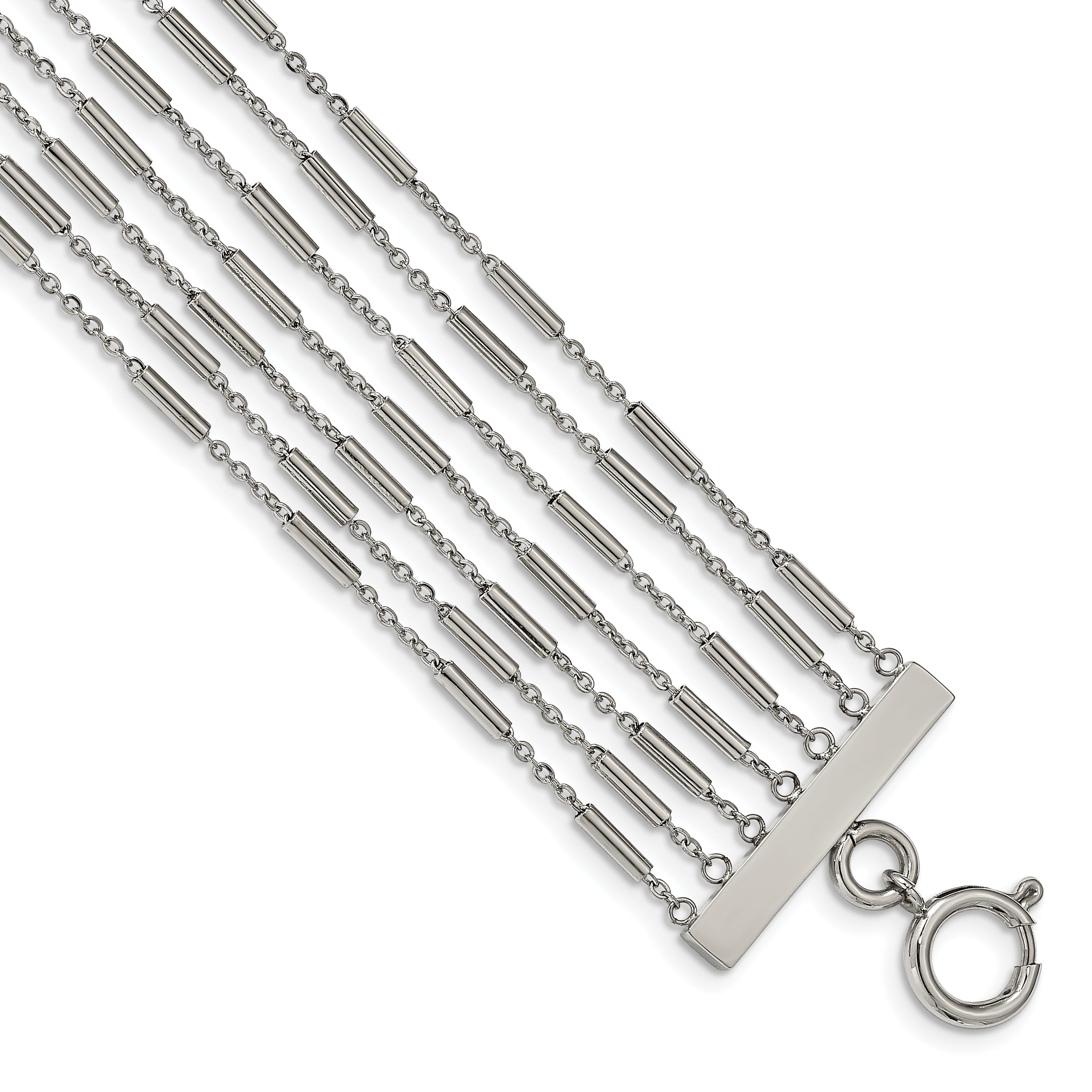 Stainless Steel Polished Multi Strand 7.5in Bracelet