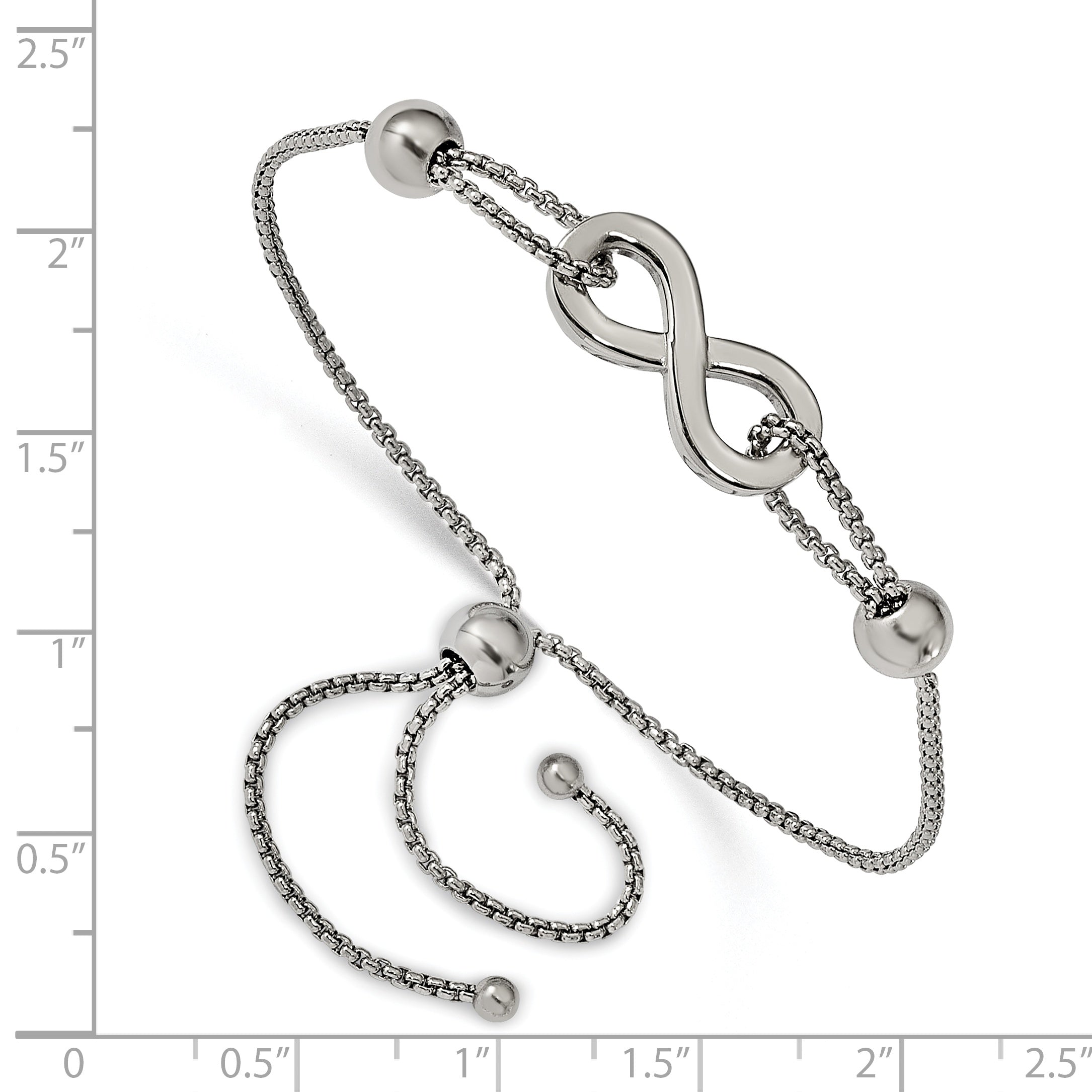 Chisel Stainless Steel Polished Infinity Symbol Adjustable Bracelet