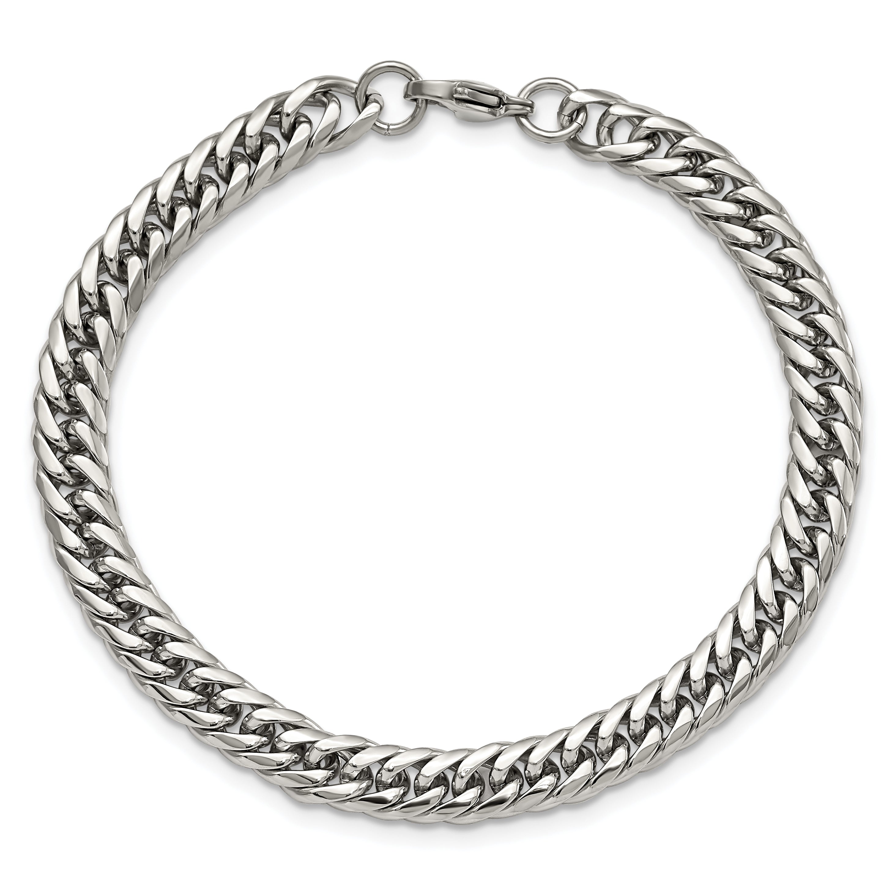 Chisel Stainless Steel Polished 9 inch Double Curb Chain Bracelet