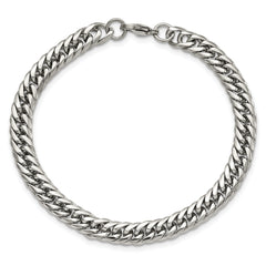 Chisel Stainless Steel Polished 9 inch Double Curb Chain Bracelet