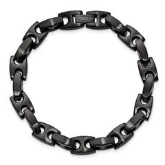 Chisel Stainless Steel Brushed Black IP-plated 9 inch Link Bracelet