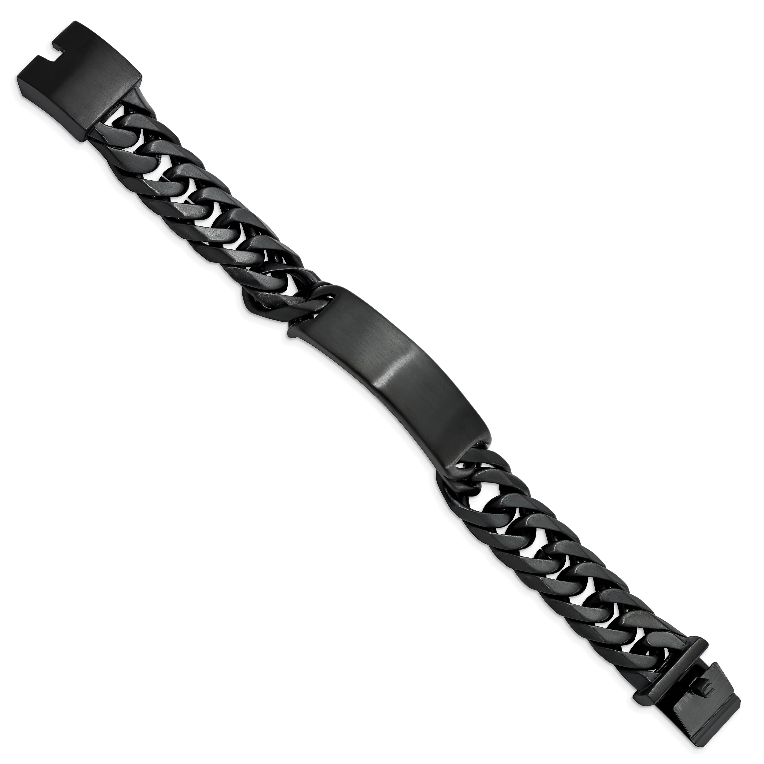 Chisel Stainless Steel Brushed Black IP-plated Curb Chain 9 inch ID Bracelet