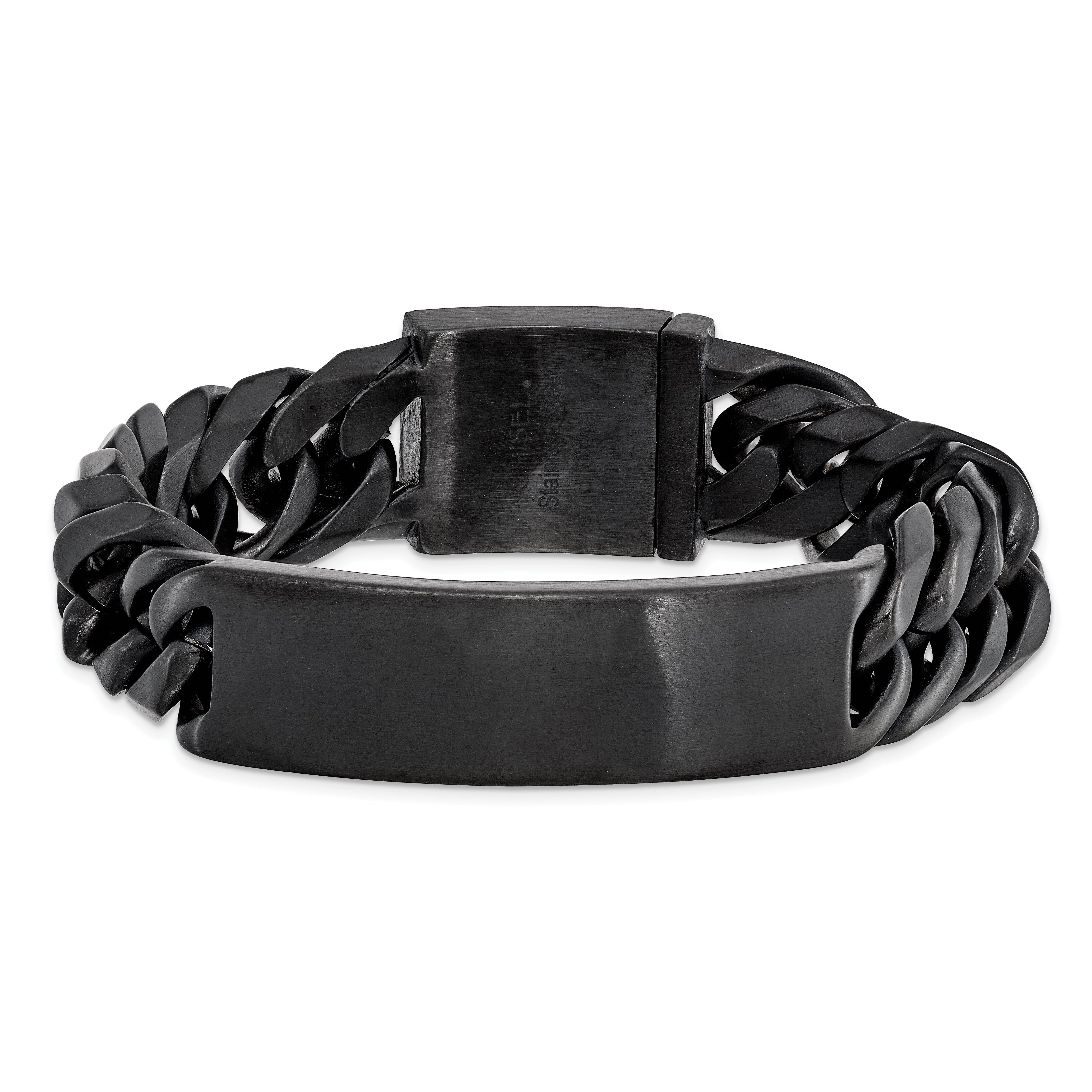 Chisel Stainless Steel Brushed Black IP-plated Curb Chain 9 inch ID Bracelet