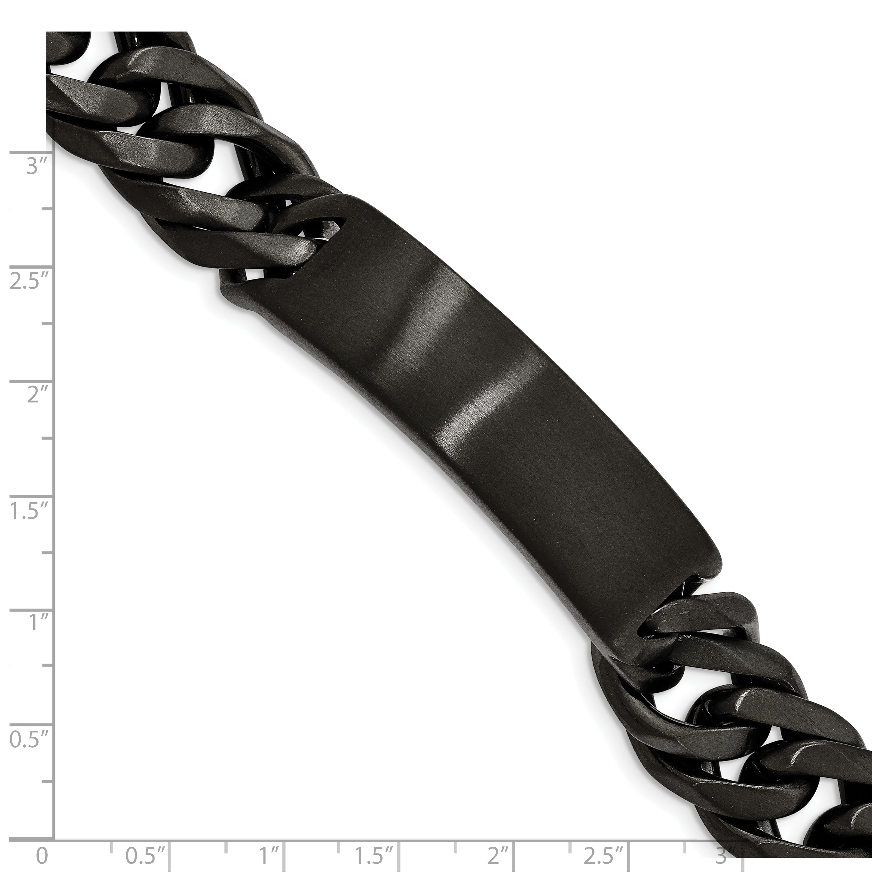 Chisel Stainless Steel Brushed Black IP-plated Curb Chain 9 inch ID Bracelet