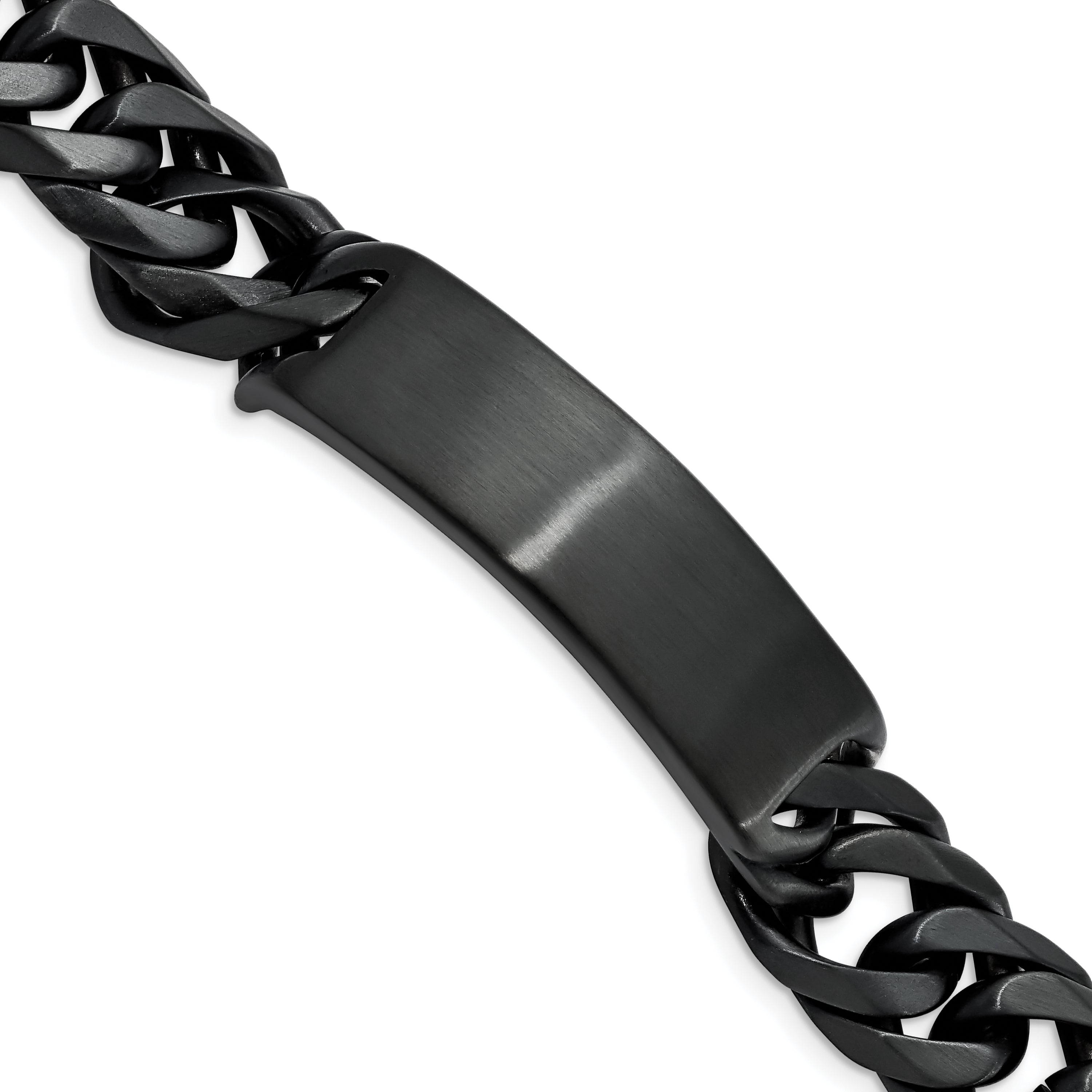 Chisel Stainless Steel Brushed Black IP-plated Curb Chain 9 inch ID Bracelet