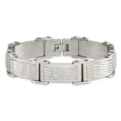 Chisel Stainless Steel Brushed Polished and Textured 8.25 inch Link Bracelet