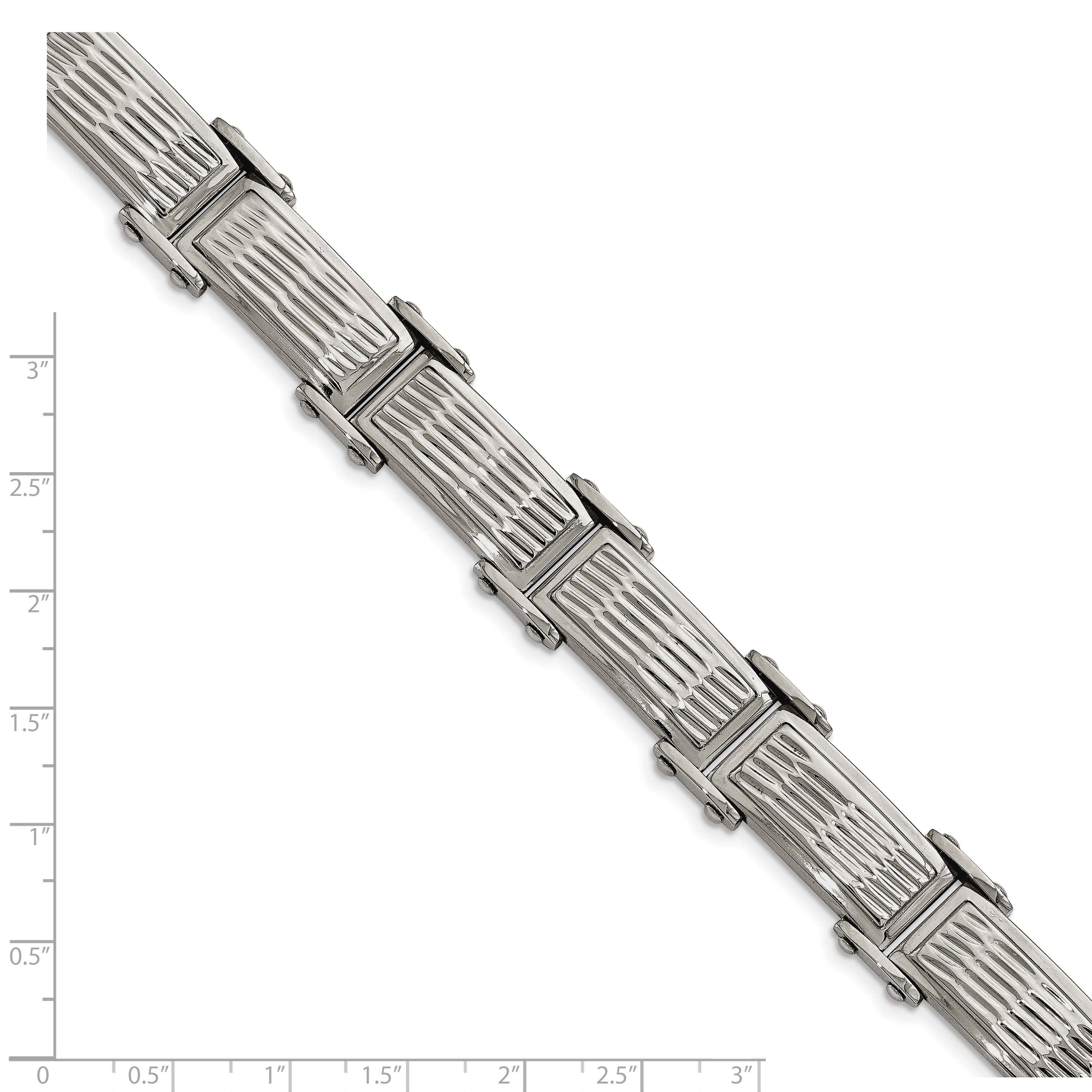 Chisel Stainless Steel Brushed Polished and Textured 8.25 inch Link Bracelet