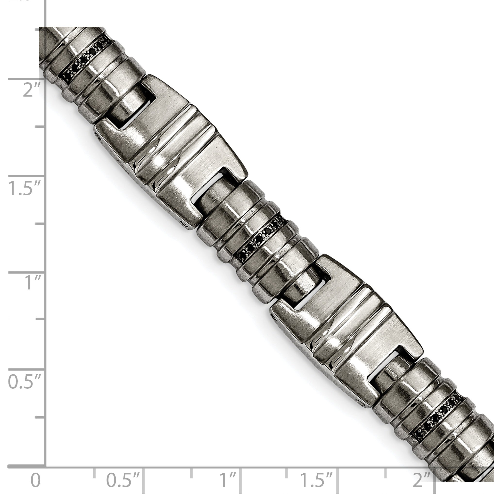 Chisel Stainless Steel Brushed and Polished with Black CZ 8.25 inch Fancy Link Bracelet