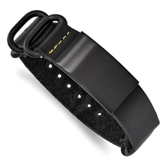 Stainless Steel Brushed Black IP-plated Black Leather Adj. ID Bracelet