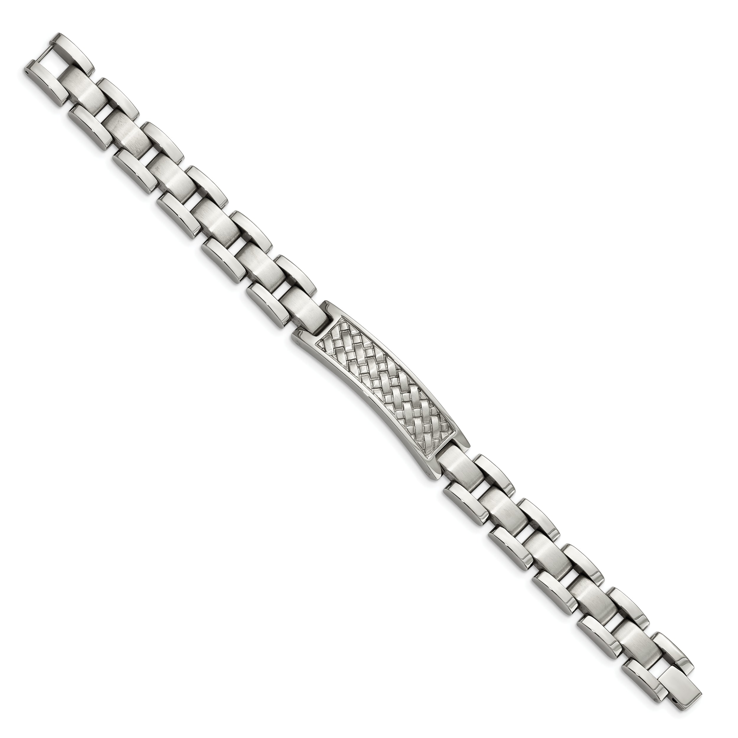 Stainless Steel Brushed and Polished Weaved Pattern 8.5in ID Bracelet