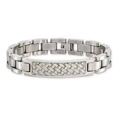 Stainless Steel Brushed and Polished Weaved Pattern 8.5in ID Bracelet