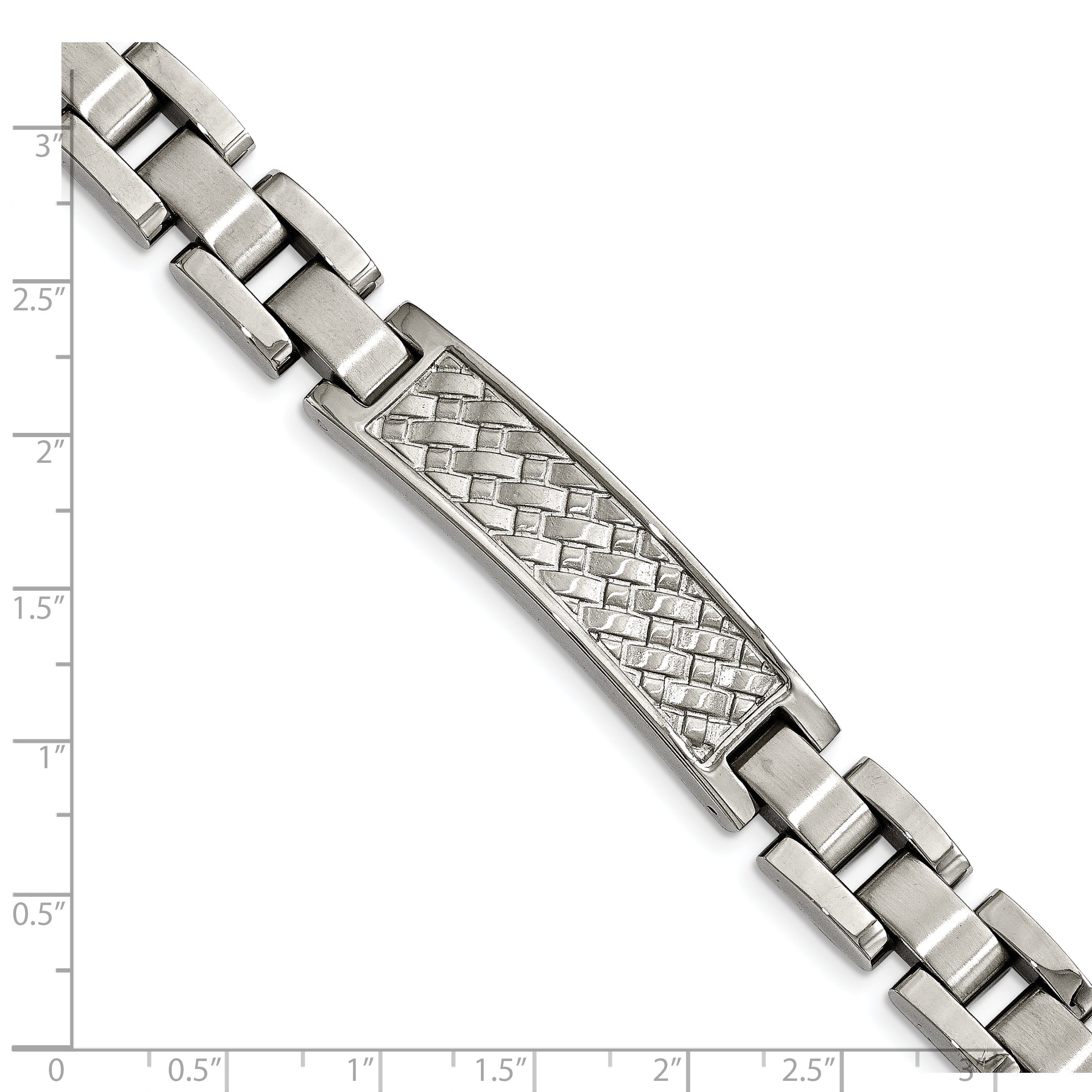 Stainless Steel Brushed and Polished Weaved Pattern 8.5in ID Bracelet