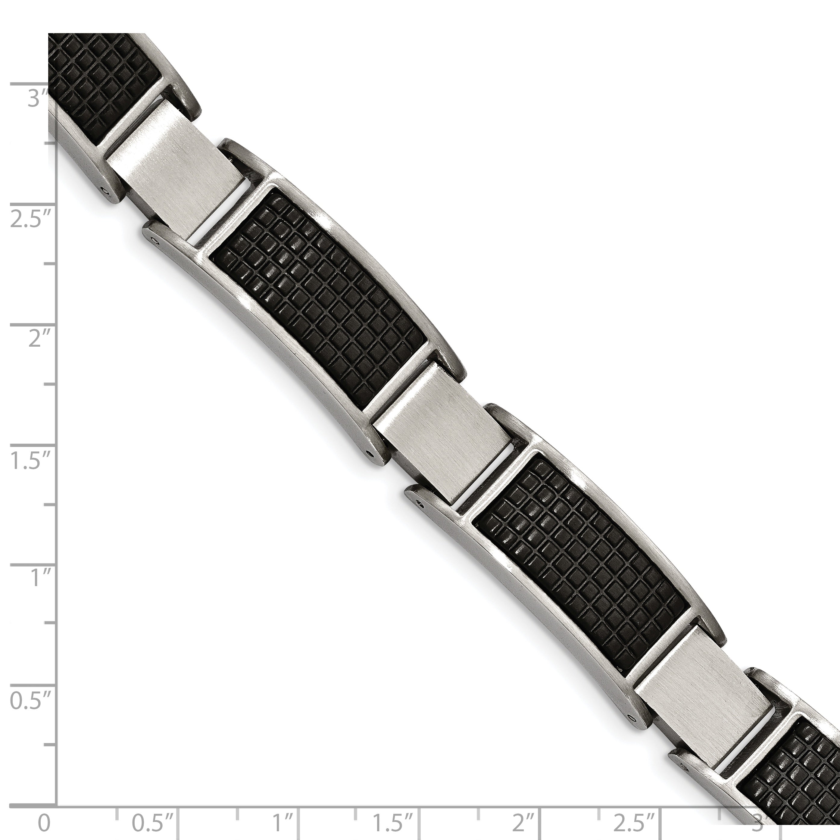 Chisel Stainless Steel Brushed and Textured Black IP-plated 8 inch Link Bracelet with .5 inch Extension