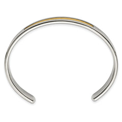 Chisel Stainless Steel with 18k Gold Accent Polished and Textured with 1/20 carat Diamond Cuff Bangle