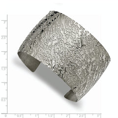 Stainless Steel Polished Textured 4.50mm Cuff Bangle