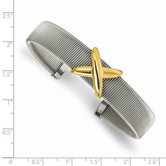 Stainless Steel Polished Textured Yellow IP-plated Bangle