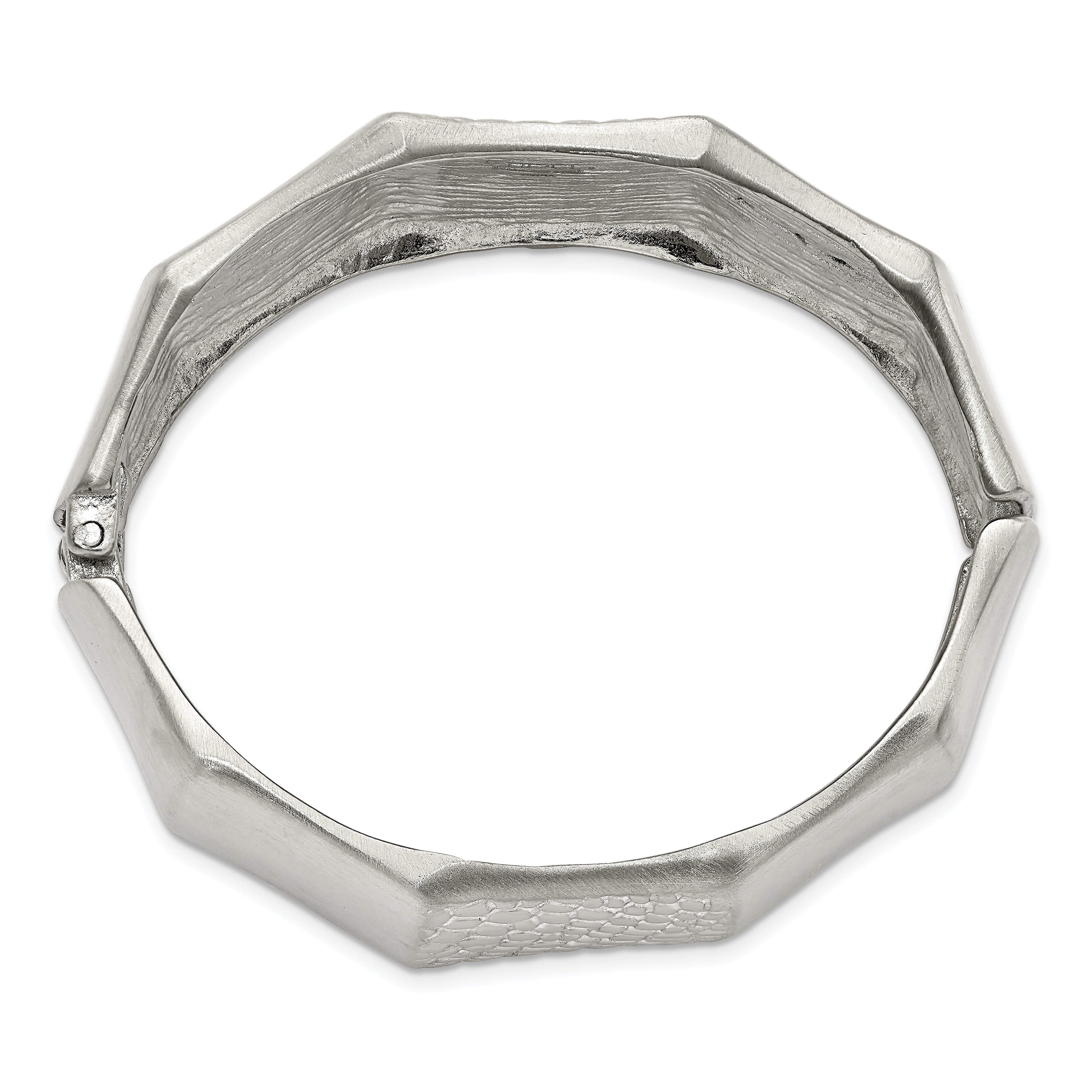 Stainless Steel Brushed and Textured Hinged Bangle