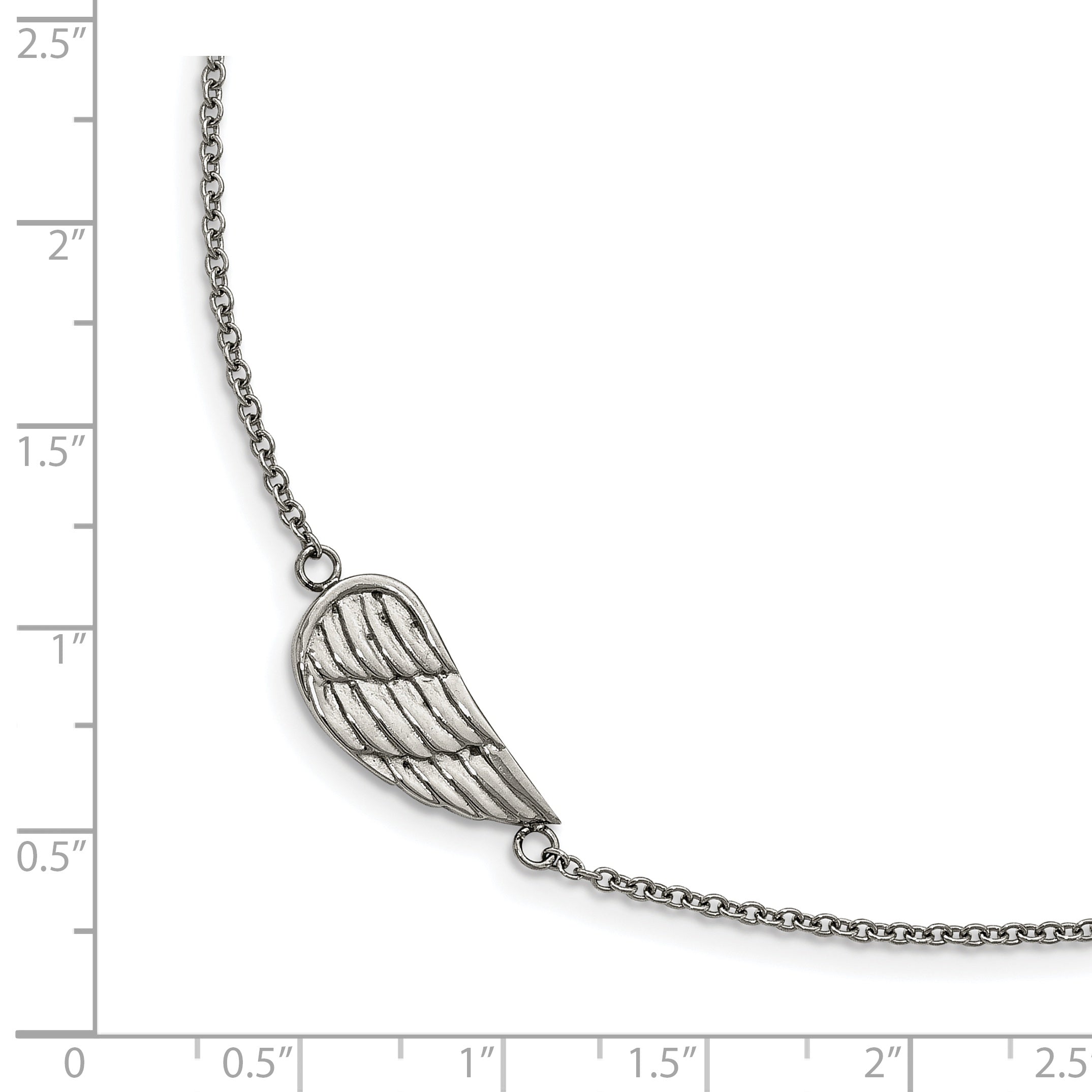 Chisel Stainless Steel Polished and Textured Angel Wing 6.25 inch Bracelet with 1.25 inch Extension