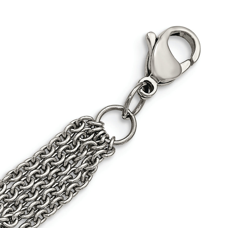 Stainless Steel Polished Oval Multi Chain 6.5in w/1in ext. Bracelet