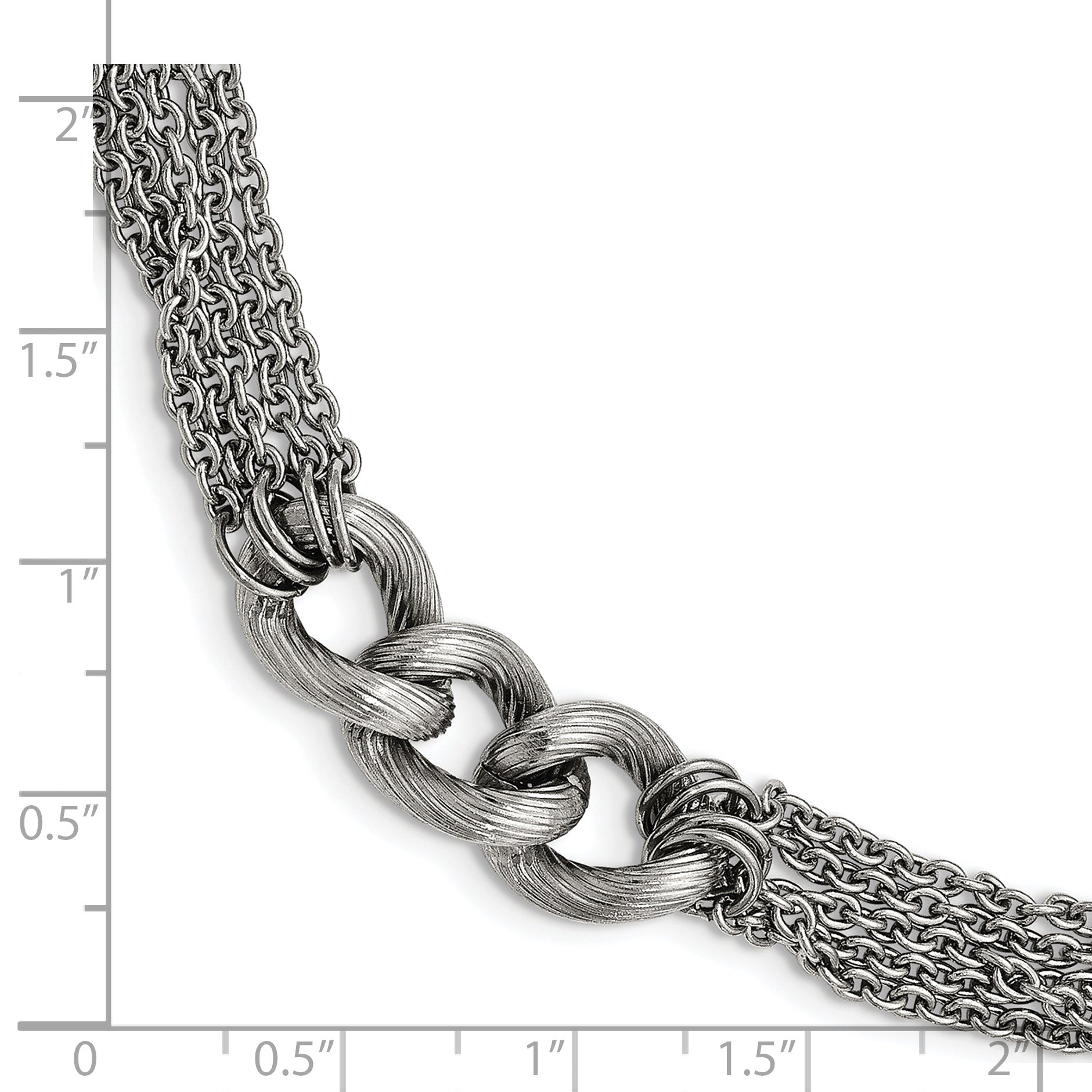 Stainless Steel Polished Oval Multi Chain 6.5in w/1in ext. Bracelet