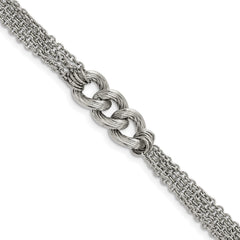 Stainless Steel Polished Oval Multi Chain 6.5in w/1in ext. Bracelet