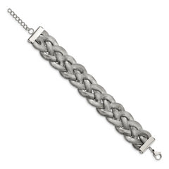 Stainless Steel Polished Braided Mesh w/1.25in ext. 7in Bracelet