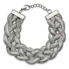 Stainless Steel Polished Braided Mesh w/1.25in ext. 7in Bracelet