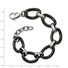 Stainless Steel Polished w/Black Ceramic w/1in ext. 7in  Bracelet