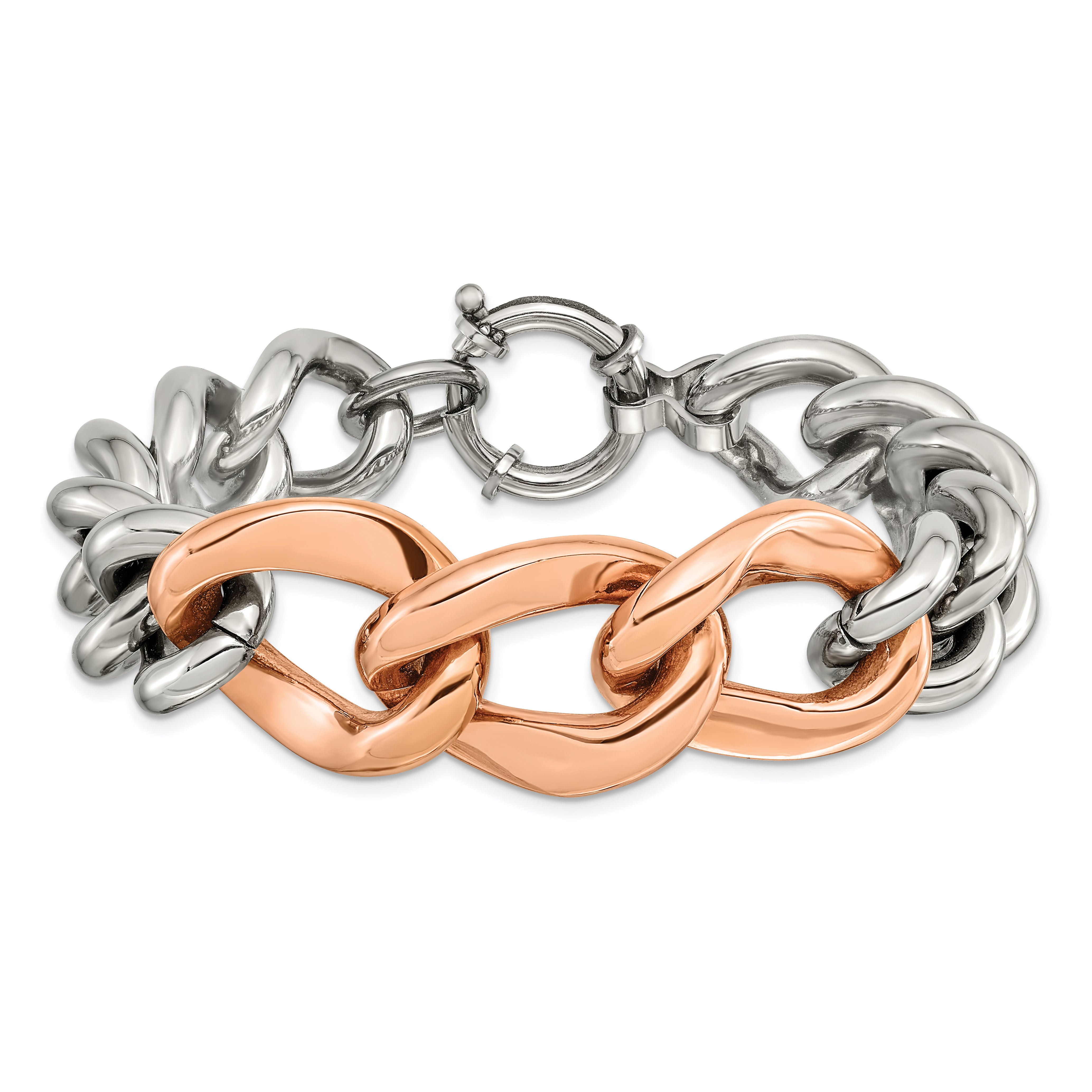 Stainless Steel Polished Rose IP-plated 7.5in Bracelet