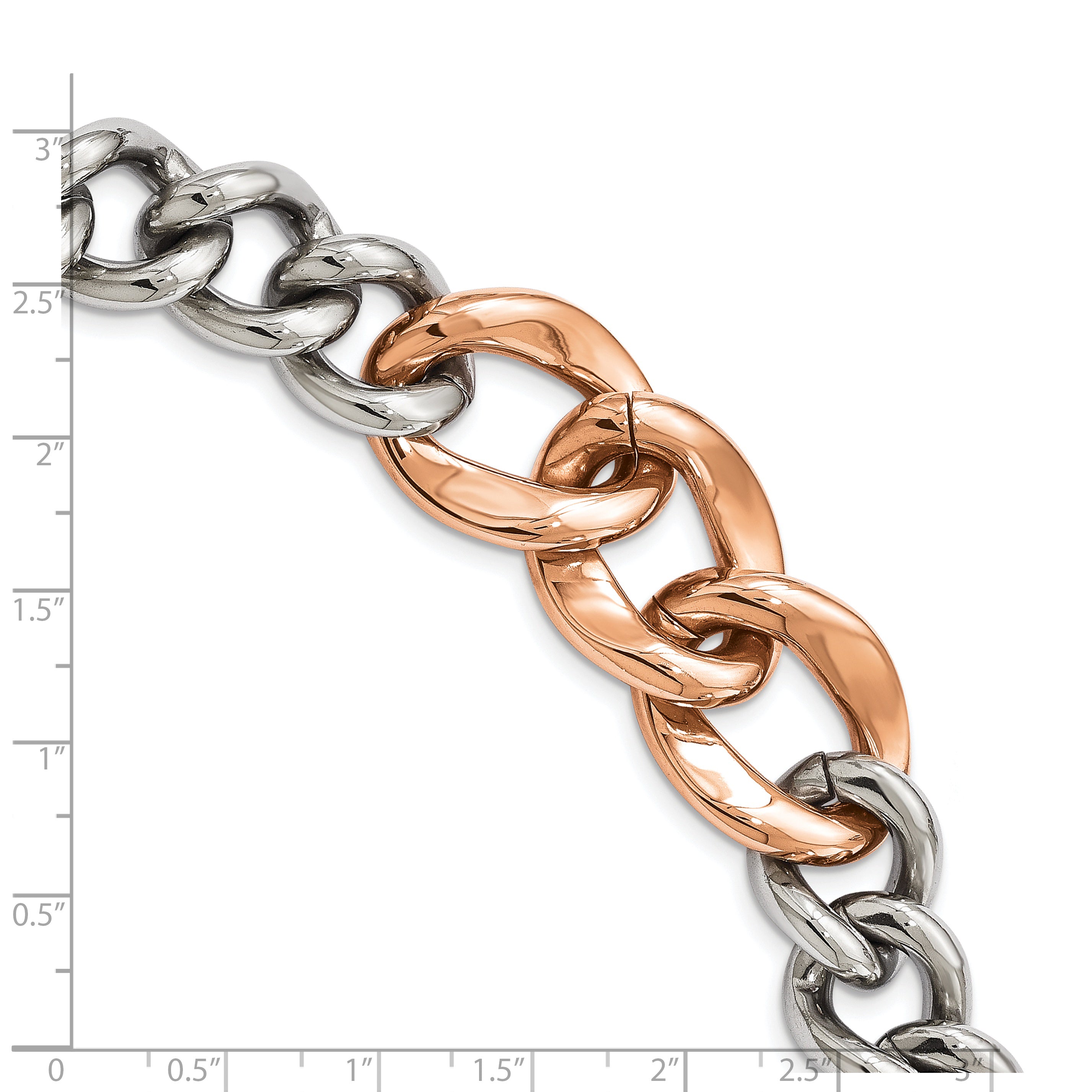 Stainless Steel Polished Rose IP-plated 7.5in Bracelet