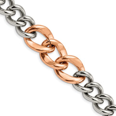 Stainless Steel Polished Rose IP-plated 7.5in Bracelet