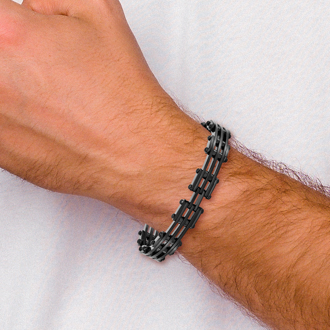 Stainless Steel Polished Black IP-plated Bracelet